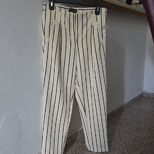 Striped Cream and Black Men's Pants